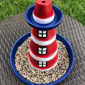 Terracotta Pot Lighthouse Bird Feeder